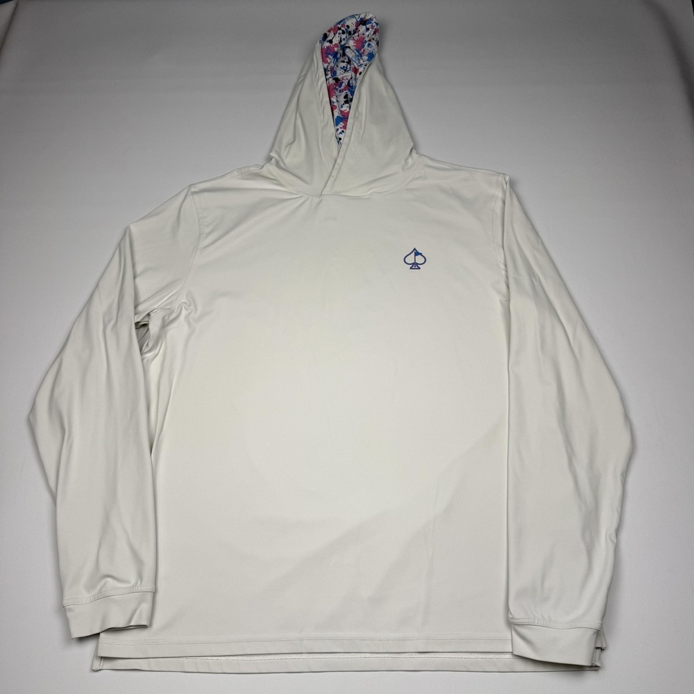 Pins & Aces Hoodie Mens XL White Lightweight Stretch Golf Pullover Logo Top